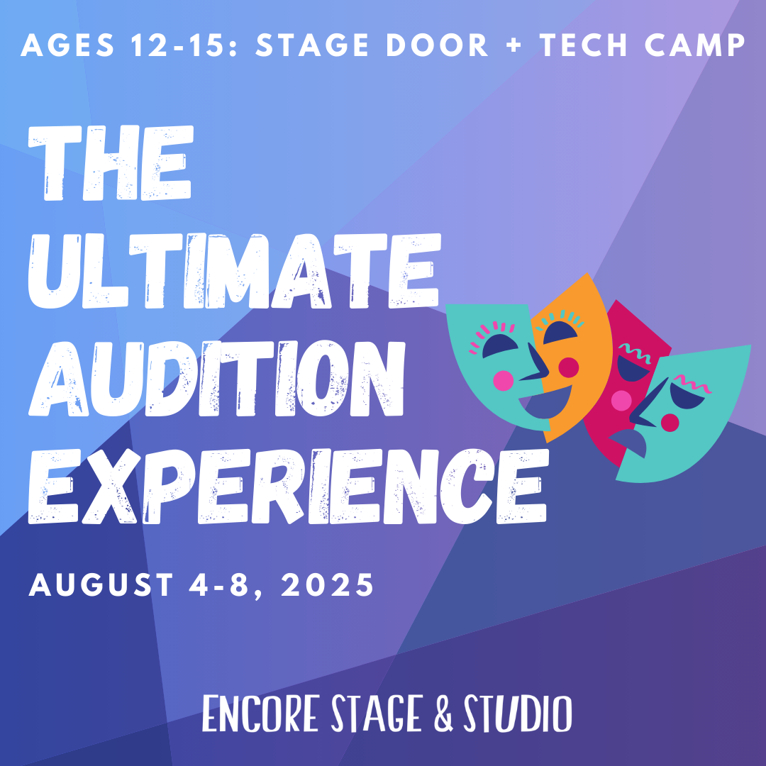 ages 12-15, stage door, camp, summer camp, camp graphic, tech, camp, summer, audition, audition prep